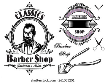 set of  emblems on a theme barber shop - Powered by Shutterstock