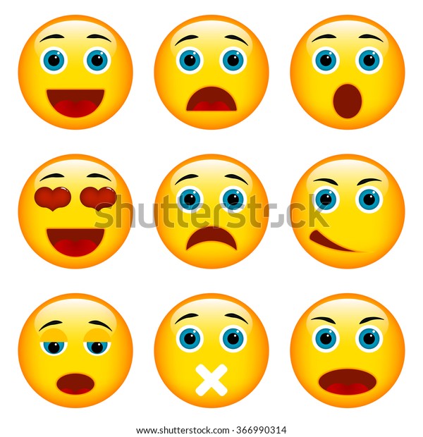 Set Emoticons Set Emoji Stock Illustration 366990314 | Shutterstock