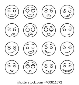 Set Emotional Faces On White Background Stock Illustration 400811392 