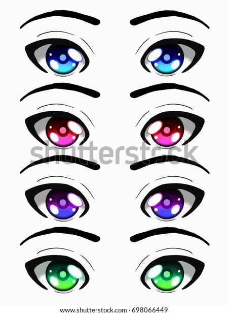 Set Eyes Beutiful Colors Anime Style Stock Illustration 698066449 