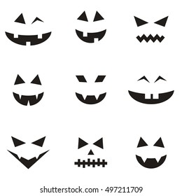 Set Faces Halloween Pumpkin Stock Vector (Royalty Free) 469775756