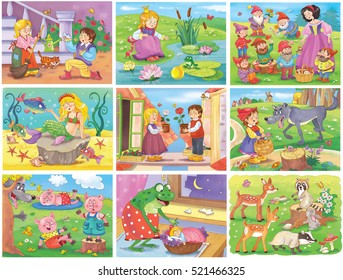 Set Fairy Tale Pictures Cinderella Frog Stock Illustration 521466325 ...