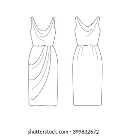 Dress Flat Sketch Images, Stock Photos & Vectors | Shutterstock