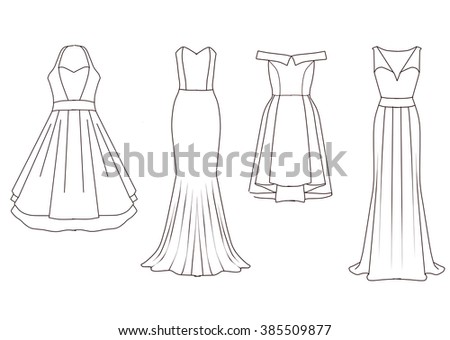 Set Fashion Flat Templates Sketches Woman Stock Illustration 385509877