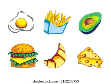 Set of fast food illustrations isolated on white background. - Powered by Shutterstock