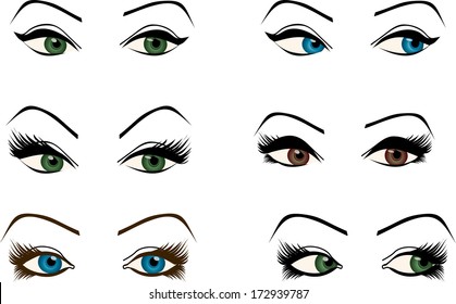 Set Female Eyes Different Shapes Colors Stock Illustration 172939787 ...