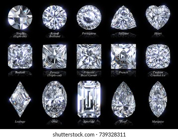 Twenty One Various Diamond Shapes Cut Stock Illustration 739328245