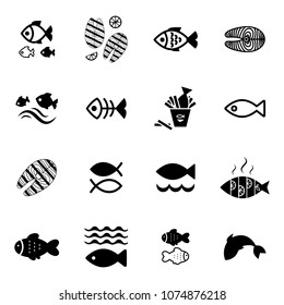 Set of Fish Icon Isolated. Fishing or Seafood Template for Logo Design