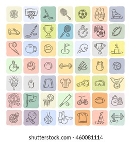 Set of Fitness and Sport doodle icons for web and mobile. Raster collection. - Shutterstock ID 460081114
