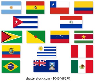 Set Flags Countries South America Stock Illustration 1048469290 ...