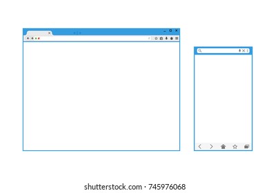 Set Of Flat Blank Browser Windows For Different Devices. . Computer, Tablet, Phone Sizes.