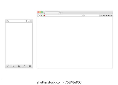 Set Of Flat Blank Browser Windows For Different Devices. . Computer And Phone Sizes.