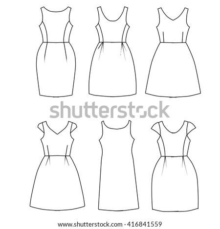 Set Flat Sketch Fashion Template Woman Stock Illustration 416841559