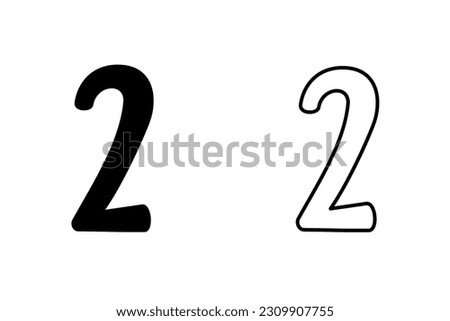 set of flat style simple and outline alphanumeric and numeric signs and symbols (set-1) letter number two 2 isolated hand drawn lettering sketch