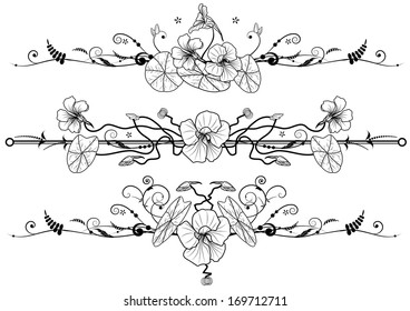 Set Floral Background Nasturtium Black White Stock Vector (Royalty Free ...