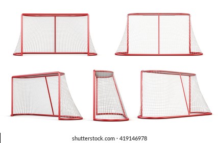 Set of football goal isolated on white background. 3d rendering.