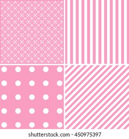 Set Four Cute Backgrounds Pink Colors Stock Illustration 450975397