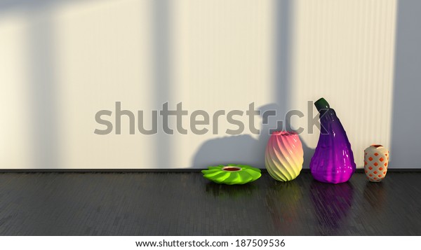 Set Funky Design Decorative Vases Abstract Stock Illustration