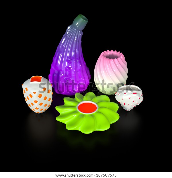 Set Funky Design Decorative Vases Made Stock Illustration 187509575