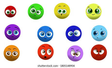 Set Colorful Emoticons Emoji Smileys Vector Stock Vector (Royalty Free ...