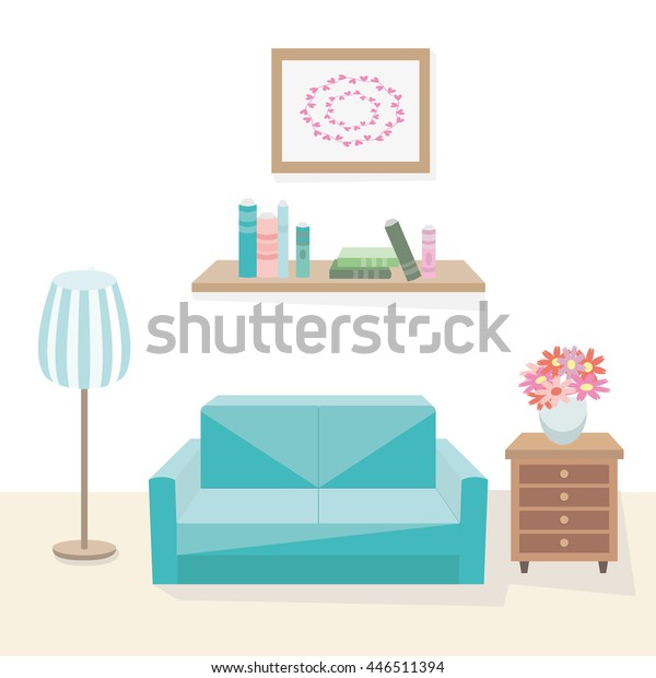 Set Furniture Sofa Dresser Lamp Submitted Stock Illustration 446511394