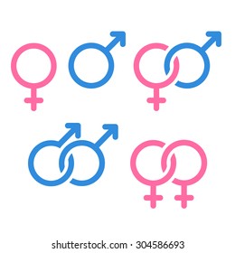 Set Gender Symbols Relationship Icons Isolated Stock Illustration ...