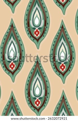 Set geometry ehtnic paisley element fabric print