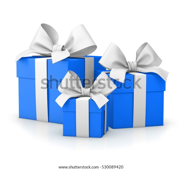 Set Gift Box Blue Isolated Christmas Stock Illustration 530089420