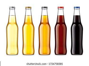 Set Glass Bottles with Beer. 3d rendering