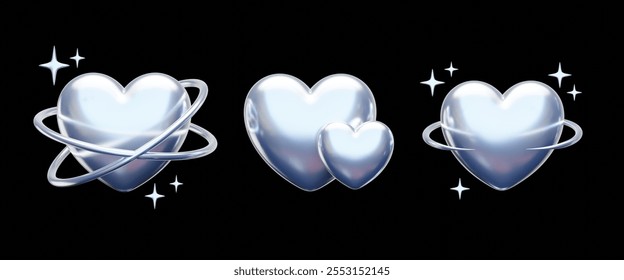 Conjunto iconos corazón 3D