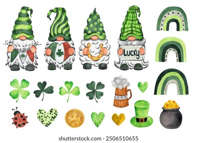 Set Gnomes. St. Patrick's Day. Watercolor illustration - Powered by Shutterstock