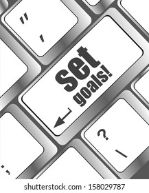 set goals button on keyboard key, business concept, raster