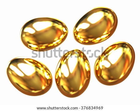 Set of Gold Eggs on a white background