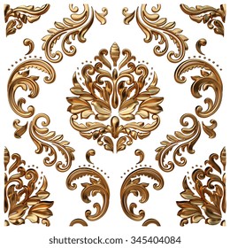 Set of gold ornament. Isolated over white background. Isolated. High quality design element