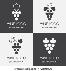 Set Grapes Logo Wine Vine Logotype Stock Illustration 472808020 ...