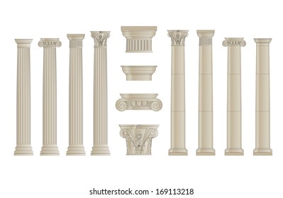 set of greece column with separate capitels 