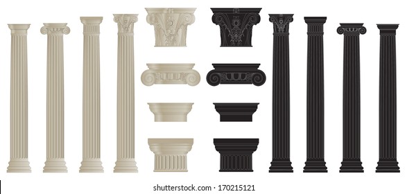 set of greece column with separate capitels