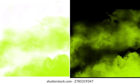A set of green cloud textures used as backgrounds, ideal for designs needing a cloudy atmosphere. These can be used for adding a whimsical or futuristic feel to projects.