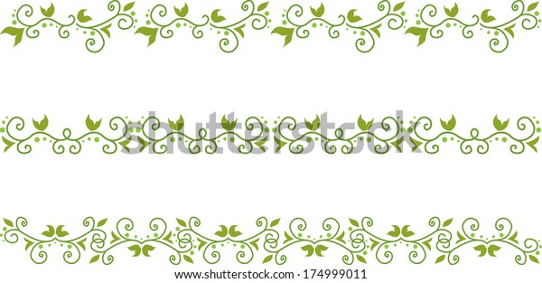 Set of green floral
border