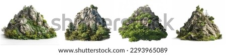 Set of green mountains isolated on white background. Forest mountains collection. 3d illustration. Сток-фото © 