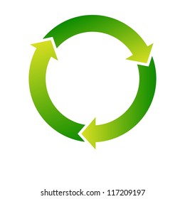 Set of green recycle icon on white background