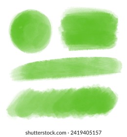 Set of green watercolor brush strokes. Hand drawn logo design for eco friendly products. Organic, natural, vegan, healthy food background template. - Powered by Shutterstock