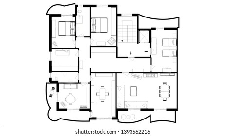 Set Groundfloor Blueprints Floor Plan Stock Illustration 1430954627 ...