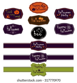 Set Halloween Different Ribbons Labels Scrapbook Stock Illustration 