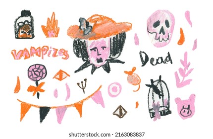 A set Halloween illustrations