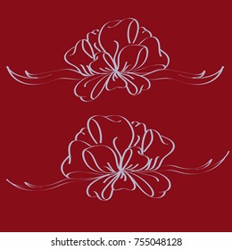 Set hand drawn bows isolated color background 