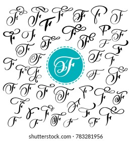 Set Hand Drawn Calligraphy Letter F Stock Illustration 783281956 ...