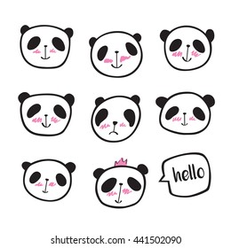 Cute Panda Emoticon Vector Set Stock Vector (Royalty Free) 1432989188 ...