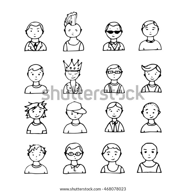 Set Hand Drawn Doodle Faces Stock Illustration 468078023 | Shutterstock