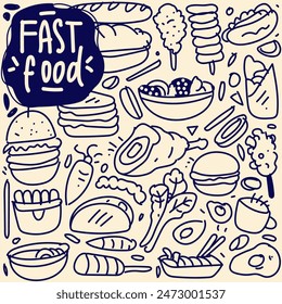 Set of hand drawn food, doodles set of fast food - Powered by Shutterstock